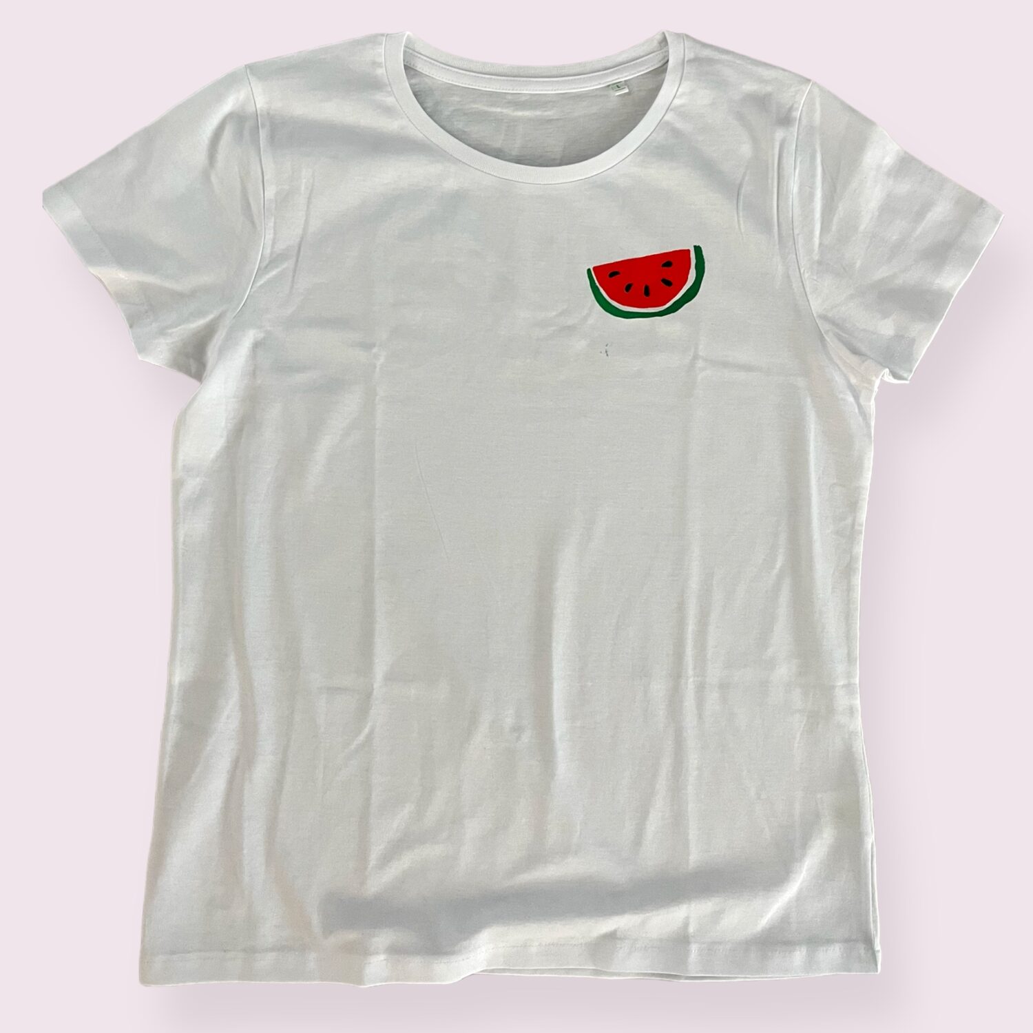 Hvid t-shirt med tryk af vandmelon